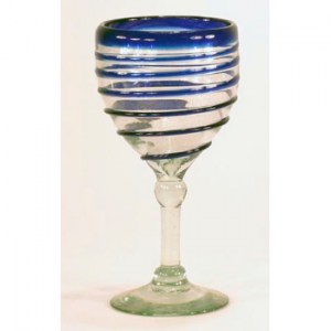 BGX Spiral Blue Wine Glass     3.25″ X 7″ X 2.75